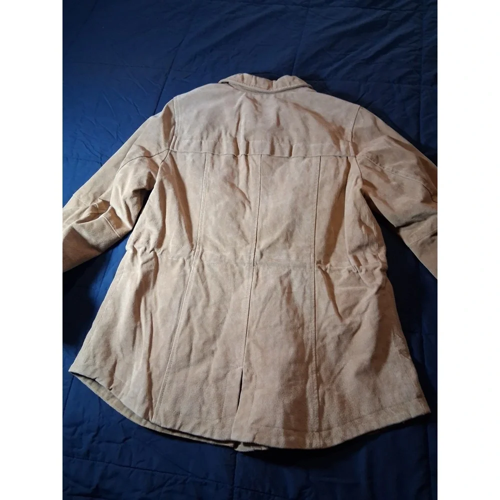 Isaac Mizrahi Live‎ Medium Suede Leather Snap Button Zip Jacket Pockets Lined